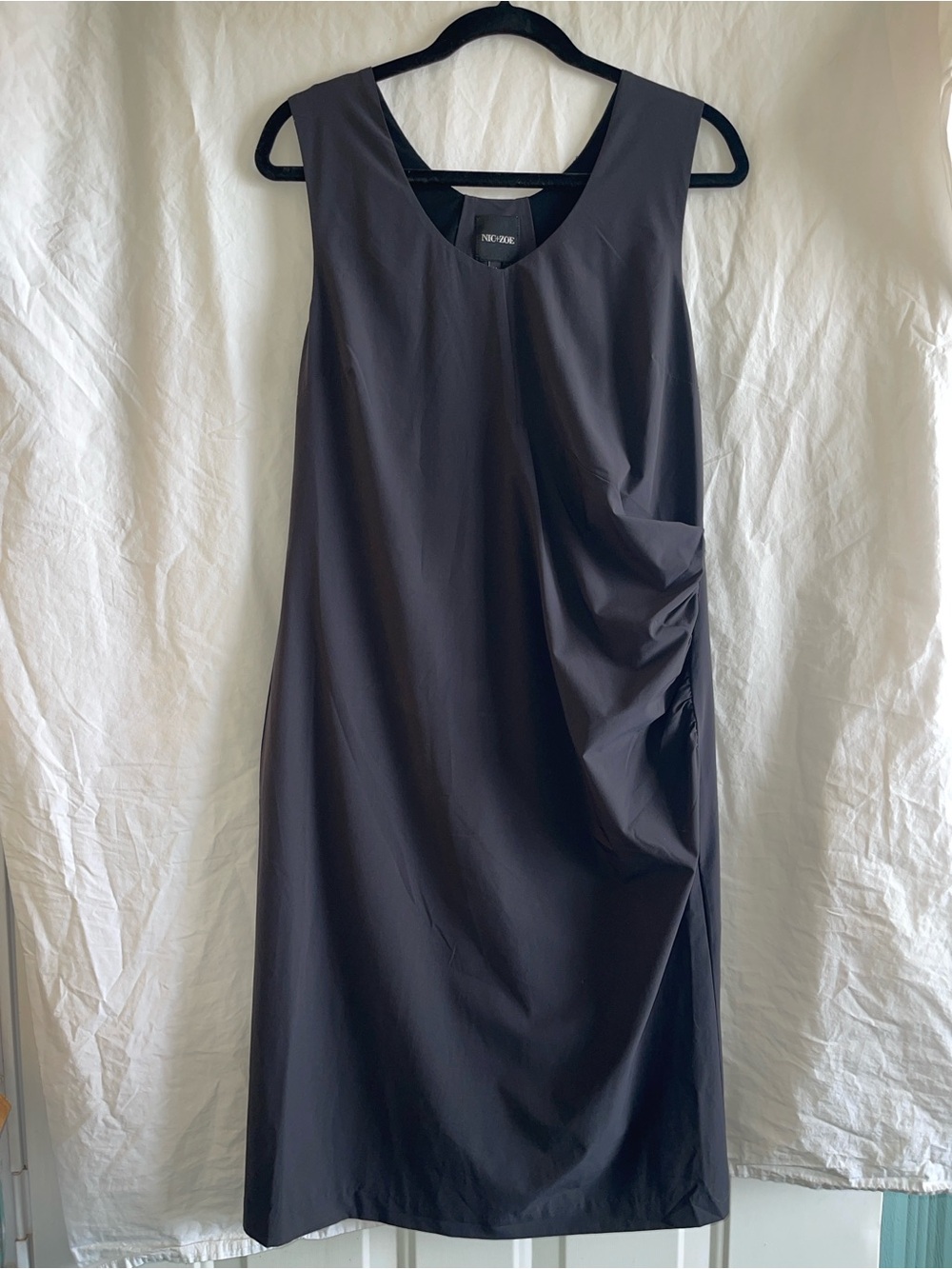 NIC+ZOE Sleeveless Midi Shift Dress in Black Charcoal Stretch Size M NWT - Picture 1 of 12
